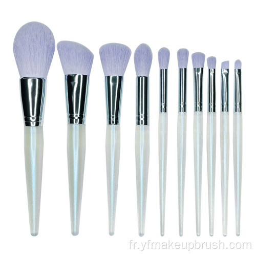 Ensemble de pinceau de maquillage faciale de cristal 10pcs